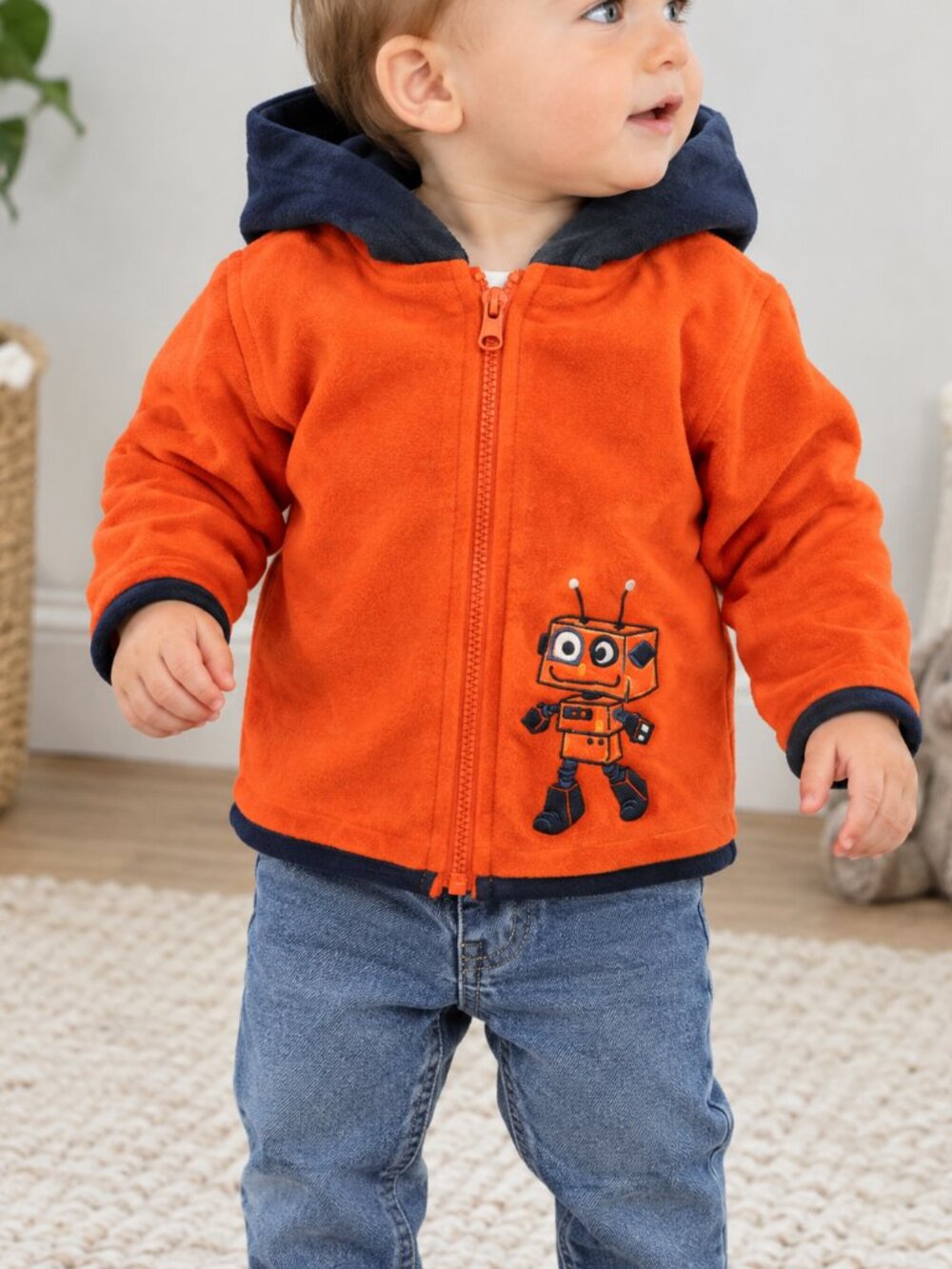 Babyworks Orange Robot Hooded Jacket 6-9 Months